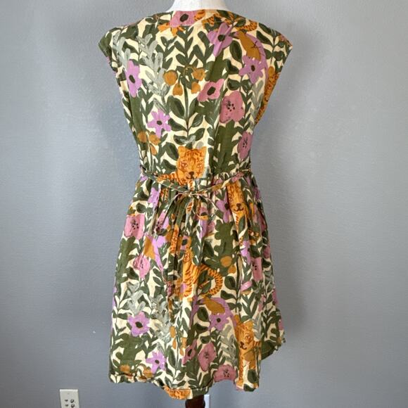 Princess Highway Button A-Line Dress Size 6 Tiger Jungle Organic Cotton Pocket - Picture 7 of 11
